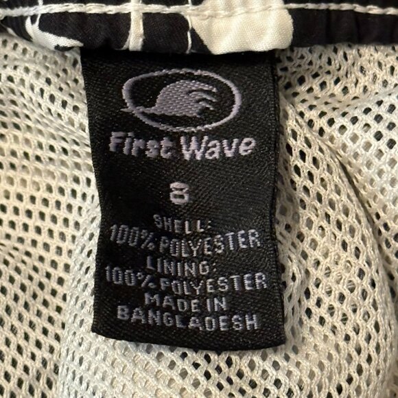 First Wave Boys Swim Trunks Black White Floral Board Shorts Size 8 - Picture 3 of 8